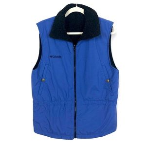 COLUMBIA Blue Reversible Fleece Zip Vest Size Medium